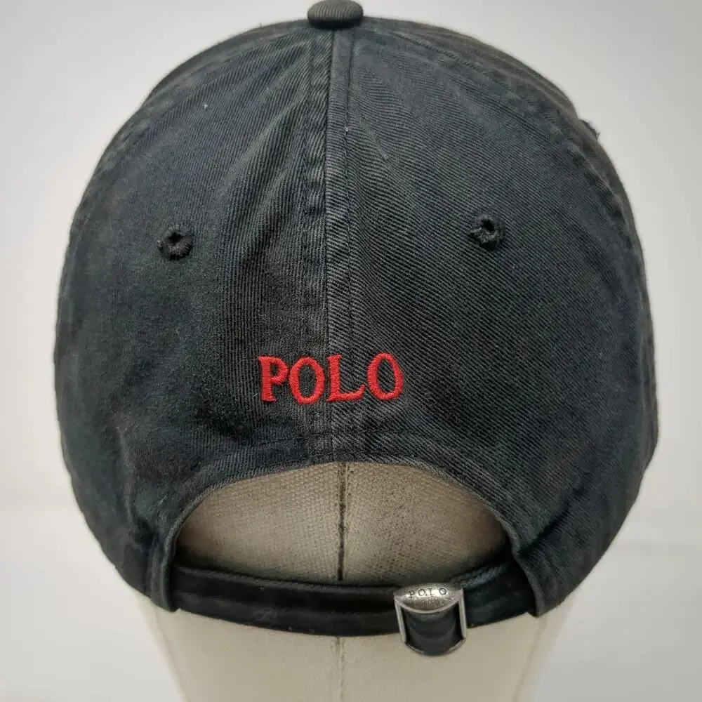 Polo Ralph Lauren Baseball Cap Black One Size Red Pony Logo Adjustable Strap Hat